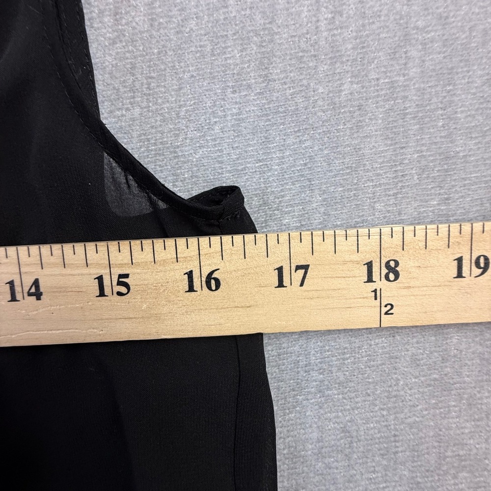 White House Black Market Black Sheer Pleated Tuxedo Tunic Sleeveless Top XS - Picture 4 of 4